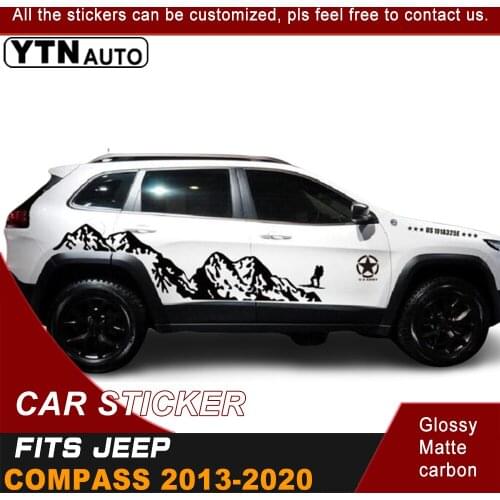 Car Stickers 2 Pcs Protect Scratch Side Body Graphic Vinyls Car Accessories Decals Fit For Jeep Compass 2013-2020