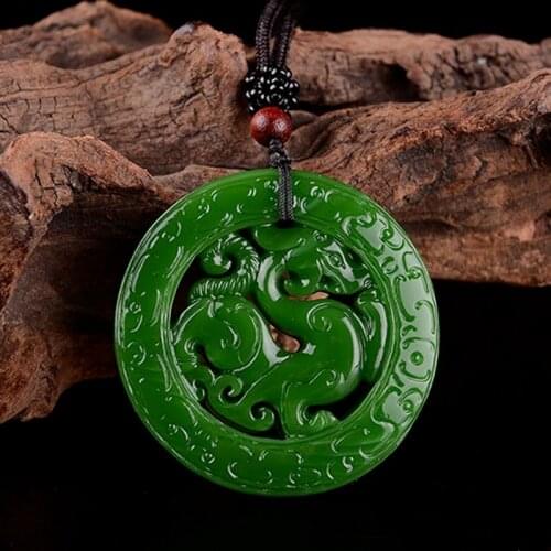 Natural Jade Green Hand-carved Antique Dragon Pendant Fashion Boutique Jewelry Men and Women Necklace Popular Gift Accessories