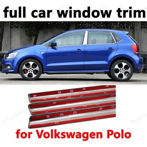 Stainless Steel For Volkswagen Polo Car Styling Decoration Strips With center pillar full Window Trim car accessory