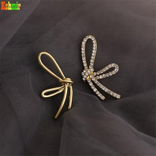 Kshmir New metallic asymmetric butterfly earrings temperament South Korean web celebrity spiral female earrings jewelry gift