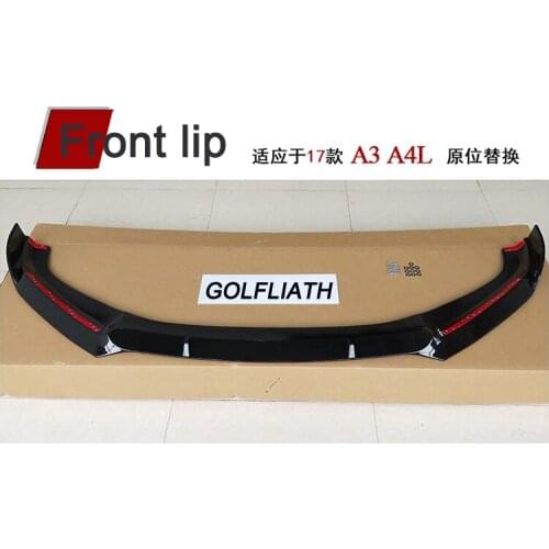 Car style Racing Front Lip Apron bumper diffuser glossy black For Audi A3 & A4L 2017-2018