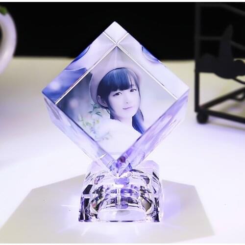 DIY Crystal Glass Photo Frames Creative Distinctive Family Wedding Memory Spinning Cube Picture Birthday Gift Custom Photo Frame