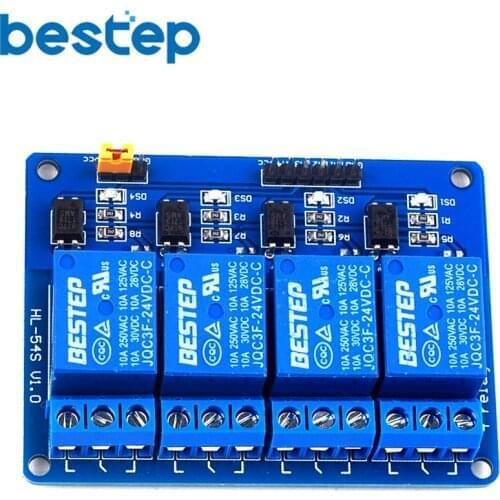 10pcs 4 Channle Relay Module relay expansion board 24V Low level triggered 4 way relay module for arduino