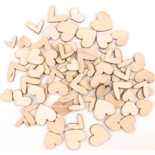 Mix Natural Wooden Heart Ornament Handmade Wooden Crafts Accessory Home Decoration Scrapbookings Painting DIY 15-30mm 50pcs