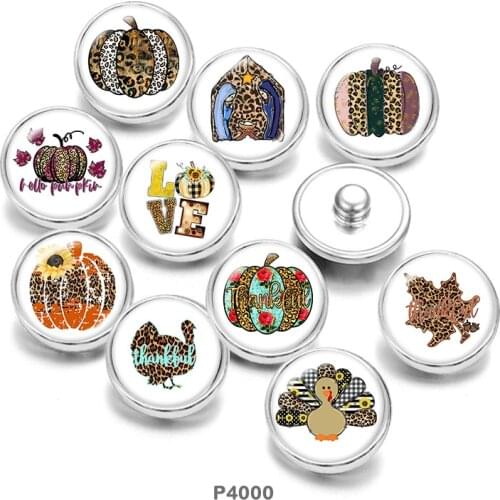 Thanksgiving Painted Stainless steel Glass Cabochons snaps button jewelry Phase Box 20mm Earring CP4000