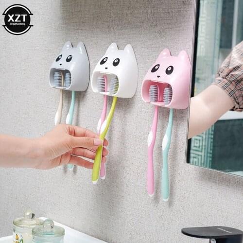 Toothbrush Rack Storage Box Cartoon Toothbrush Holder Bathroom Accessories Wall Mount Razor Stand Hanger Hook Organizer