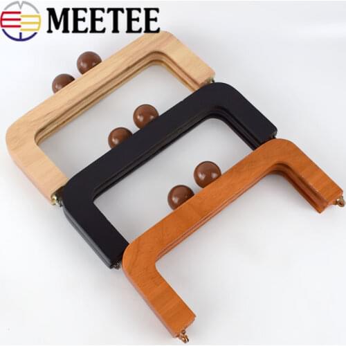Meetee 1pc 20X8cm Classic Style Bag Frame Wood Handle Antique Kiss Clasp Purse Frames Lock Buckles DIY Bag Decoration Accessory