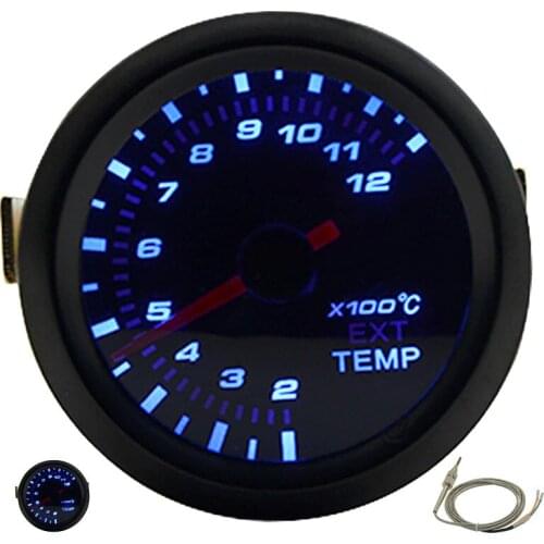 2" 52MM Universal Exhaust Gas Temperature Car Gauge 200-1200 C Meter Auto Blue LED