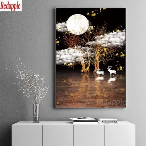 Vintage Viewscape Diamond painting cross stitch kits mosaic diamond embroidery deer pattern abstract art Christian gift decor