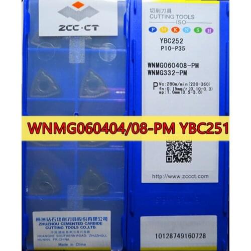 WNMG060404 WNMG060408 PM YBC252 10pcs/set 100% original zcc.ct insert YBC252= P10-P35 processing: steel Free shipping