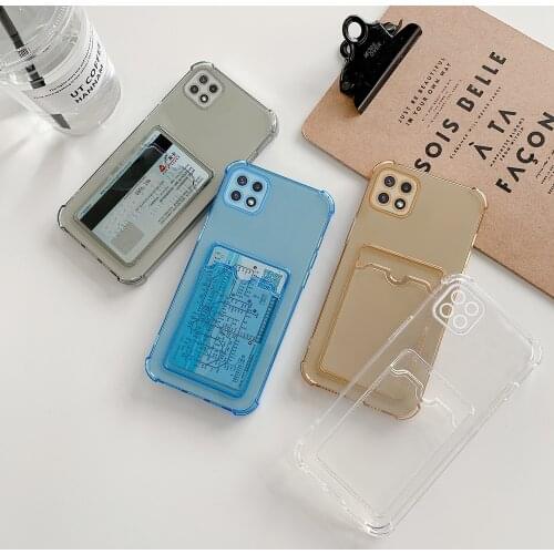 Four-corner Drop-Proof Card Housing For Samsung Galaxy A22 A12 A02 4G/5G On Samsun A 22 12 02 Protector Transparent Phone Back