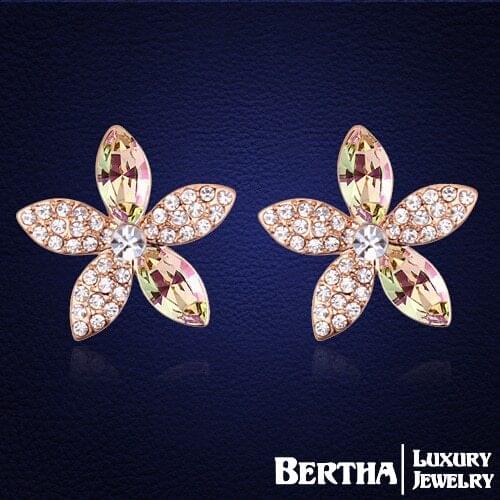 Star Flower Gold Color Earrings For Women Crystals from Swarovski Jewelry Rhinestone High Quality Stud Earring