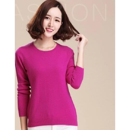 2021 Cashmere Sweater Women Sweater And Pullover Women Fashion O-Neck Solid Color Long Sleeve Knitted Sweater Free shipping