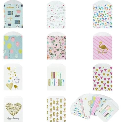 10/12Pcs Colorful Paper Envelope Food Packaging Gift Bag Wedding Birthday Favor Card Decor DIY Self Seal Bag Dessert Accessoires