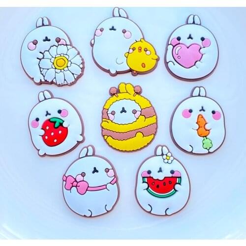 16pcs New Pattern Cute Cartoon Rabbit Animals PVC Flexible Glue Flat Back DIY Scrapbook Embellishment Phone Craft Decoration L87