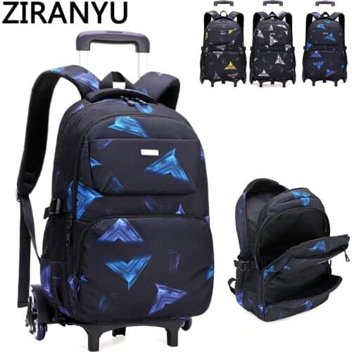 2021 ZIRANYU School Bags for Kids Waterproof Detachable Backpack with Wheels Trolley Schoolbag Luggage Book Bag Mochilas Para