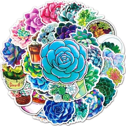 50pcs Succulent Plants Anime Children Scrapbooking Stickers Waterproof PVC Skateboard Guitar Suitcase Funny Graffiti Sticker Kid