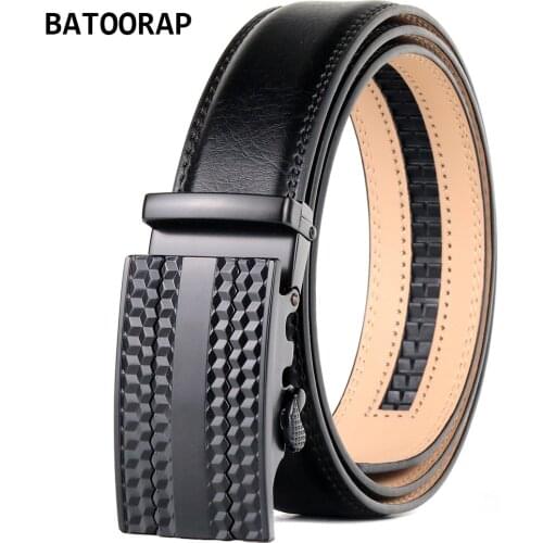 BATOORAP Mens Designer Belts Luxury Brand Trouser Dress Belt Male Automatic Click Buckle Alloy Fashionable Belt Black BA-R004