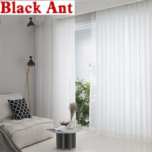 White Sheer Curtain for Living Room Solid Color Drapes Kitchen Grey Tulle Curtain Balcony Fabrics Cortinas X394#30