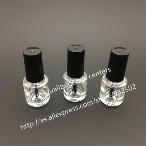 Free Shipping 200pcs 5ml Round Nail Polish Bottle Bottles With White Black lid,Small Glass Nail Polish Bottle,Mini Glass Bottle