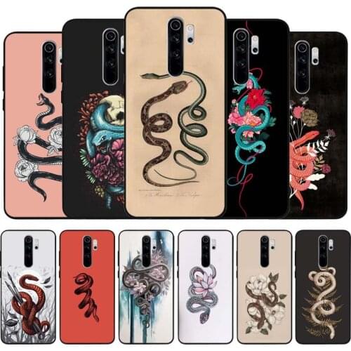 Flower snake painting black Silicone Phone Case For Redmi note 9 8 7 Pro S 8T 7A Cover