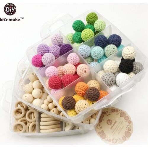 Lets Make Baby Teether Nursing Jewelry Combination Package Crochet Blending Geometry Wood Beads Creative Wooden Teether