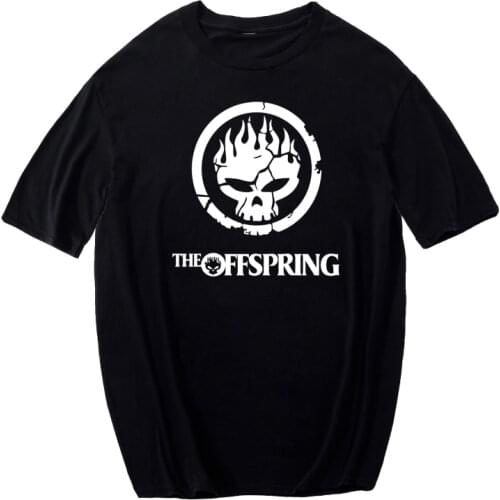 Flame Skull Head PUNK T-shirt men Hot New Popular The Offspring Skull punk Band Tshirt men Top Quality Cotton Tee Shirts men new