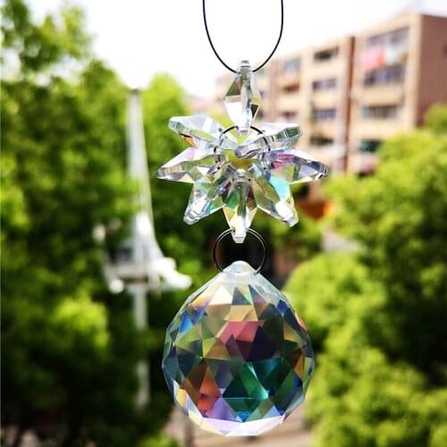 240mm (H) DIY Crystal Chandelier Pendant Suncatcher Crystal Octagon With 30mm AB Color Faceted Ball For Christams Tree Decor