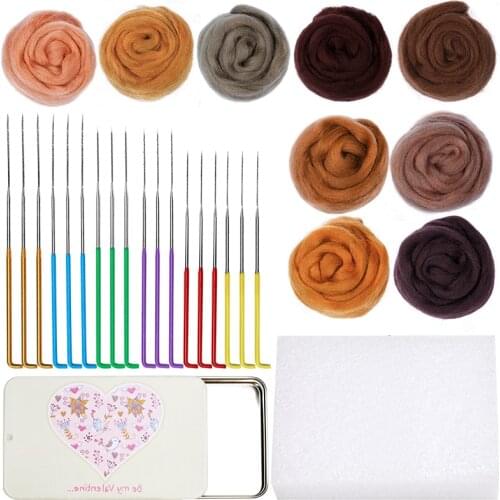 Imzay 28Pcs DIY Wool Fiber Roving Felting Tool Kit Handmade Spinning Weaving Doll Craft With Box Needlework Accessories
