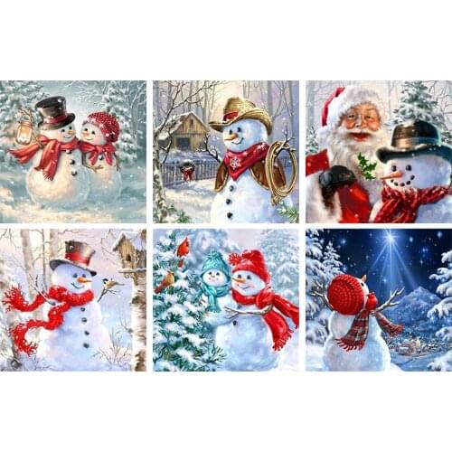 5d Diamond Painting Full Drill Square Santa Claus Snowman Diamond Embroidery Rhinestone Picture Mosaic Christmas Decoration