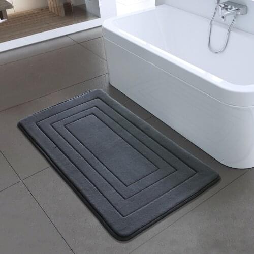 Coral Fleece Carpet Thicken Non-slip Water Absorption Solid Rectangle Bathroom Toilet Shower Room Quality Ground Mat