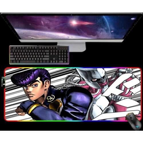 RGB JoJos Bizarre Adventure Mouse Pad Alfombrilla Raton Mousepad Keyboard Pad LED Mause Pad No-slip with Backlit Tapis De Souris
