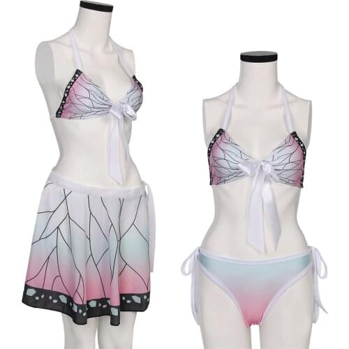 Kochou Shinobu Swimsuit Demon Slayer Swimming Suit Cos Kimetsu no Yaiba Shinobu Summer Swimwear anime Cosplay Outfits