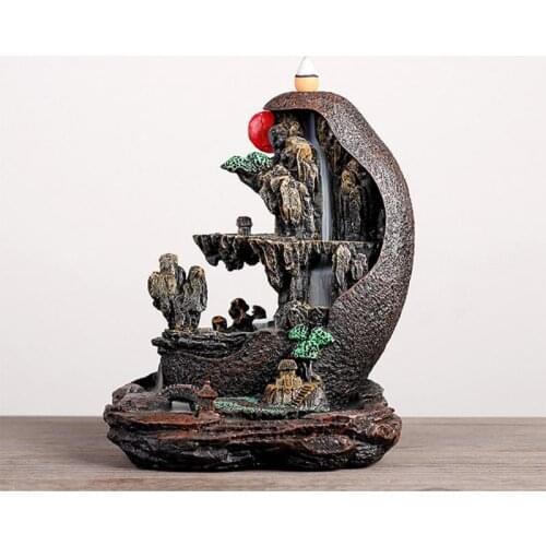 Fireworks Waterfall Backflow Incense Burner Creative Home Decoration Incense Holder Resin Incense Burner Mountains and Rivers