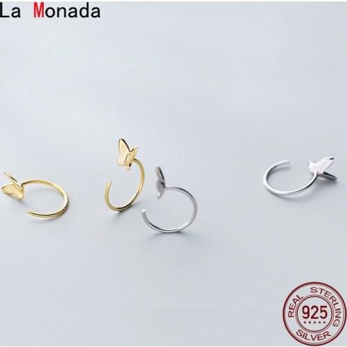 La Monada Hoop Earrings For Women Silver 925 Minimalist Butterfly Fine Women Earrings Jewelry Hoop Earrings 925 Silver Hook