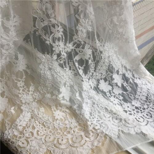 LASUI 1.5m*1.5m=1piece beautiful Ivory white hollow cord eyelash lace fabric French lace for diy Weeding Dress Accessories C0202