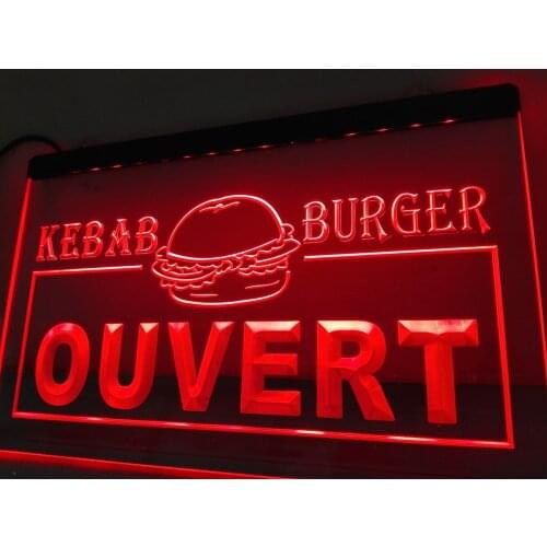 LB868- Ouvert Kebab Burger Enseigne Lumineuse Neon Sign home decor crafts