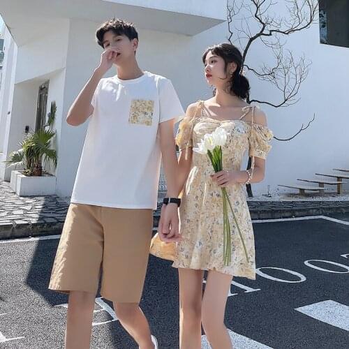 Summer 2021 couples wear short sleeved T-shirts with one dress couples clothes couples clothing