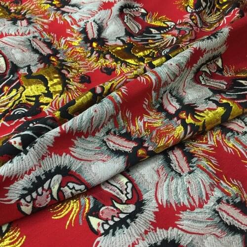 Metallic Tiger Jacquard Brocade Fabrics for Sewing Per 55cm Width 57" Yarn-dyed Cloth Vintage Textile DIY Quilting Patchwork