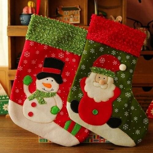 Cute Singel Small Christmas Stocking Santa Claus Snowman Holiday Gift Candy Bag
