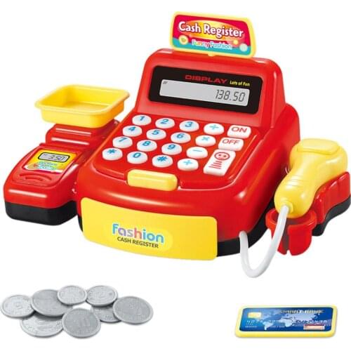 Mini Simulated Supermarket Checkout Counter Role Cashier Cash Register Toy Kids Educational Pretend Play Set Toys For Girls Gift