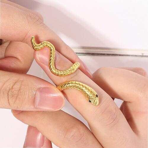 Trendy Snake Animal Lady Finger Rings European Spirit Snake Ring Personality Stereoscopic Opening Adjustable Cool Jewelry gifts