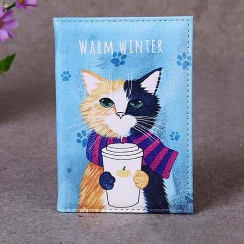 Cartoon Cute Colorful Cat Anime passport cover Travel Wallet Purse Card Case Credit Card Holder