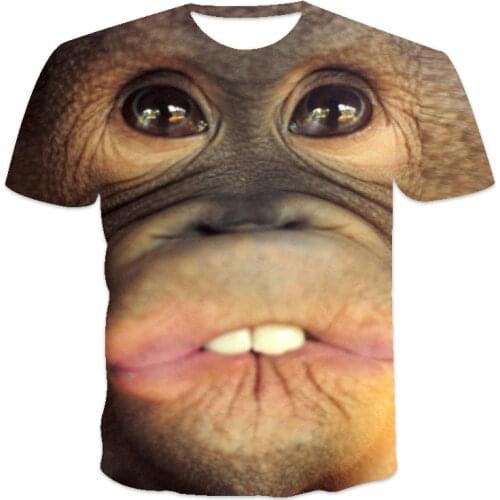 O-neck mens T-shirt best-selling new mens T-shirt loose clothes retro short-sleeved fashion animal gorilla print