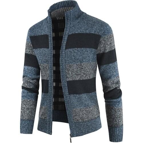 Mens Sweater Coat Faux Fur Wool Sweater Jackets Men Zipper Knitted Thick Coat Warm Casual Knitwear Cardigan 2020 Autumn Winter