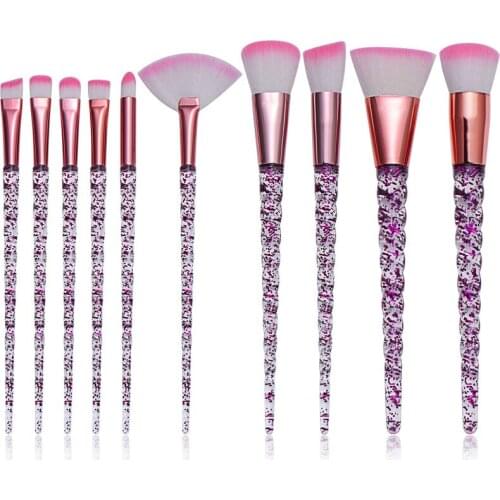 Makeup brush set women Explosion style super exquisite 10 stick spiral pattern unicorn makeup brush diamond glitter sh1100102