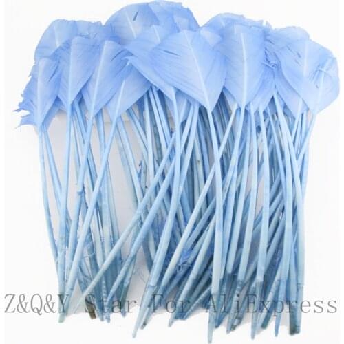Natural 25-30CM Turkey Nest Lin Shear Round Head Dyed Light Sky Blue DIY Craft Ornament Head Decorative Feather