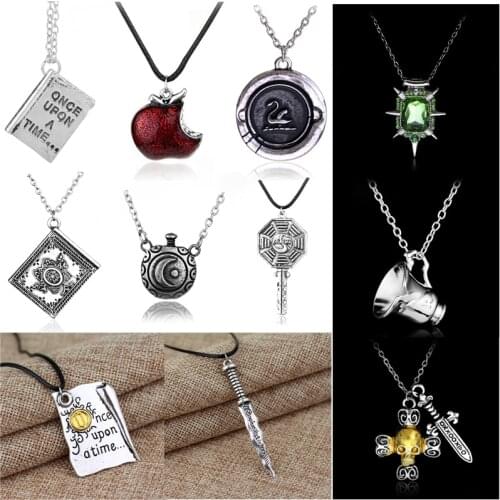 Once Upon a time Necklace Men Women Vintage Cup Sword Pendant Necklace Creative Jewelry Accessories Charm Choker