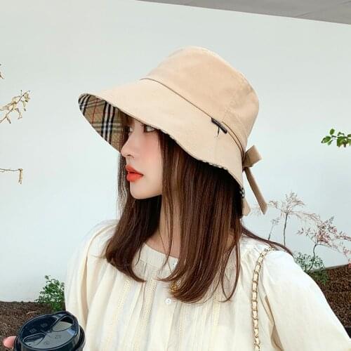 2021 NEW fashion Summer Bucket Hat for Women Soft Cotton Solid Color bow shape Outdoor Sun Hats Portable Panama Cap Lady hat