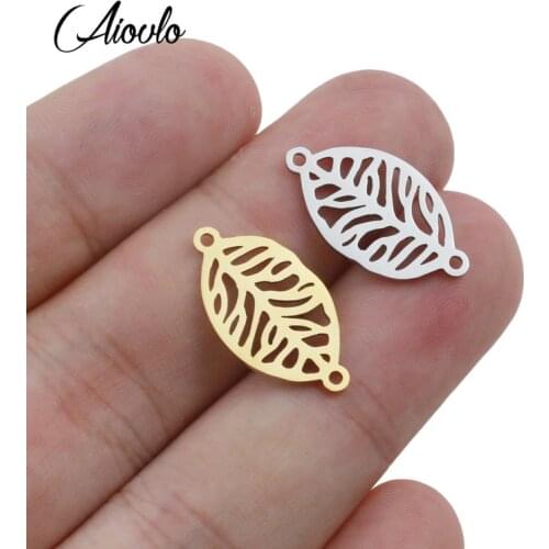 10pcs/lot Stainless Steel Leaf Floating Charms Pendants for Jewelry Making Diy Connectors Charms Bracelet Necklace Supplies